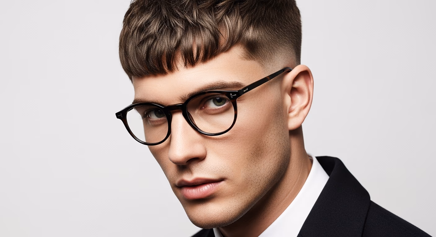 Bold Textured Fringe hairstyle for men 2026 — textured fringe variation, best for straight asian/east asian hair, modern barbering by Master Stylist Jessica Hamilton