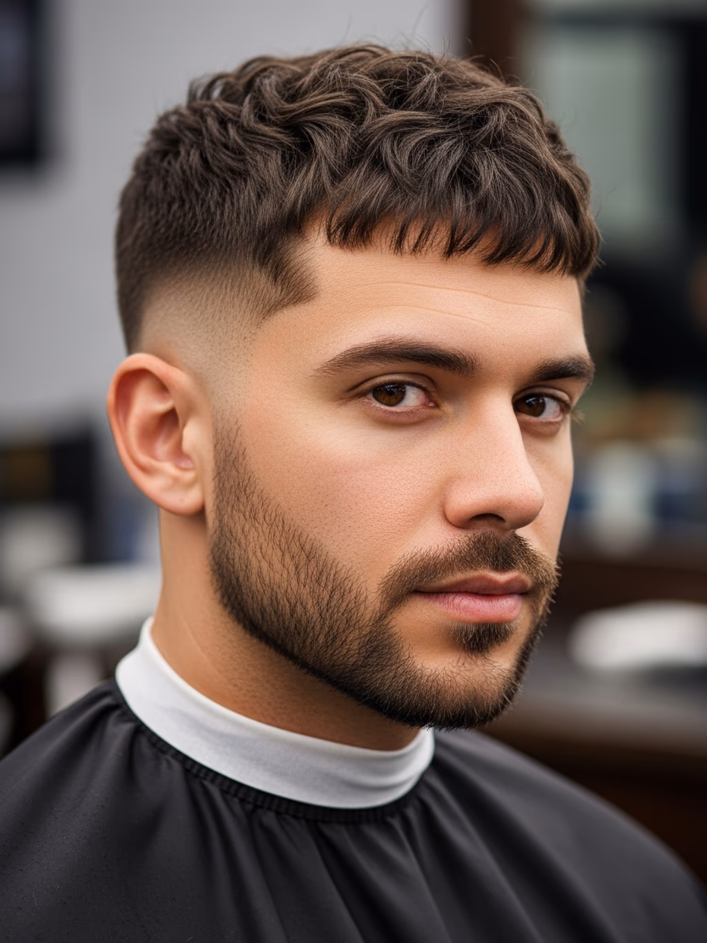 Tapered Textured Fringe hairstyle for men 2026 — textured fringe variation, best for diamond faces with prominent cheekbones, modern barbering by Master Stylist Jessica Hamilton