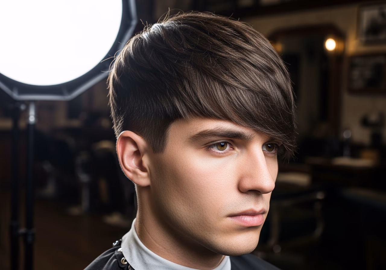 Thick Hair Haircuts for Men 2026 - Angular Fringe with Heavy Layering