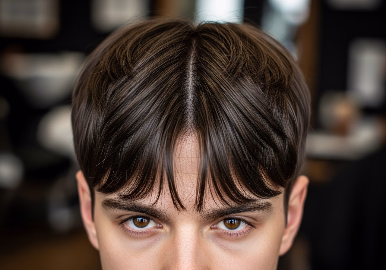 Thick Hair Haircuts for Men 2026 - Curtain Bangs with Heavy Texturing
