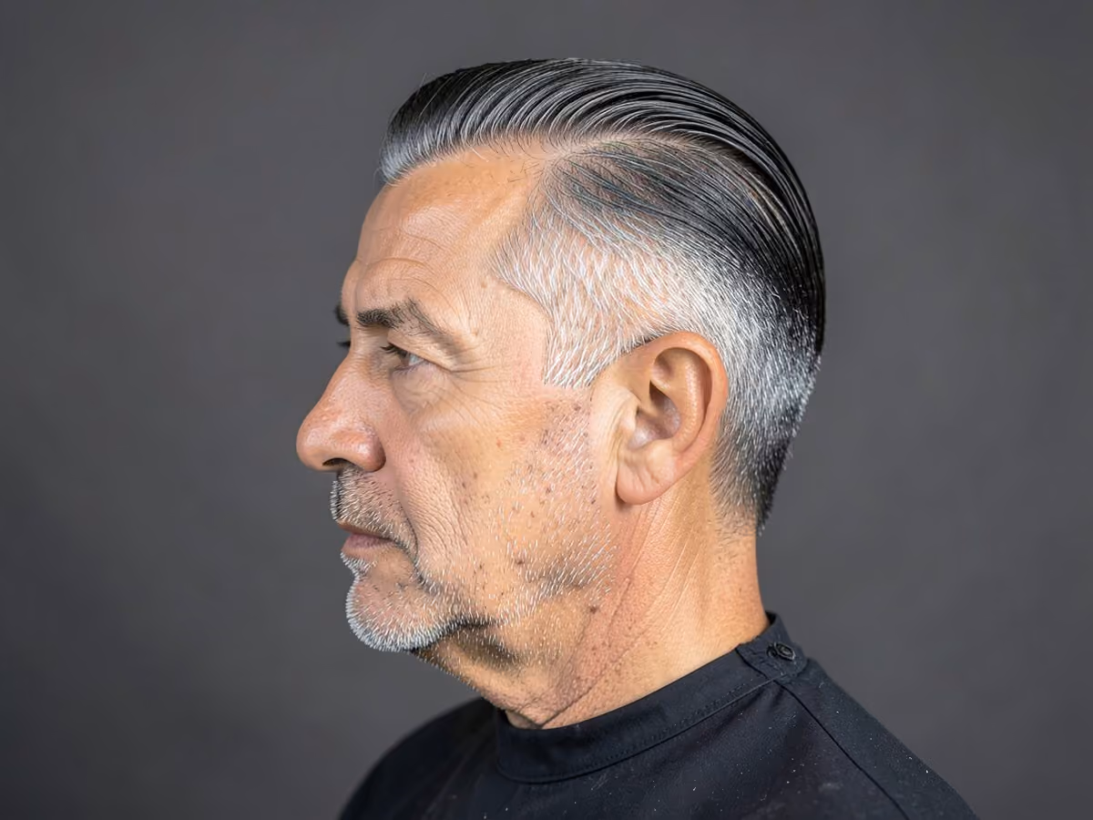 Man with a slick back for thick hair