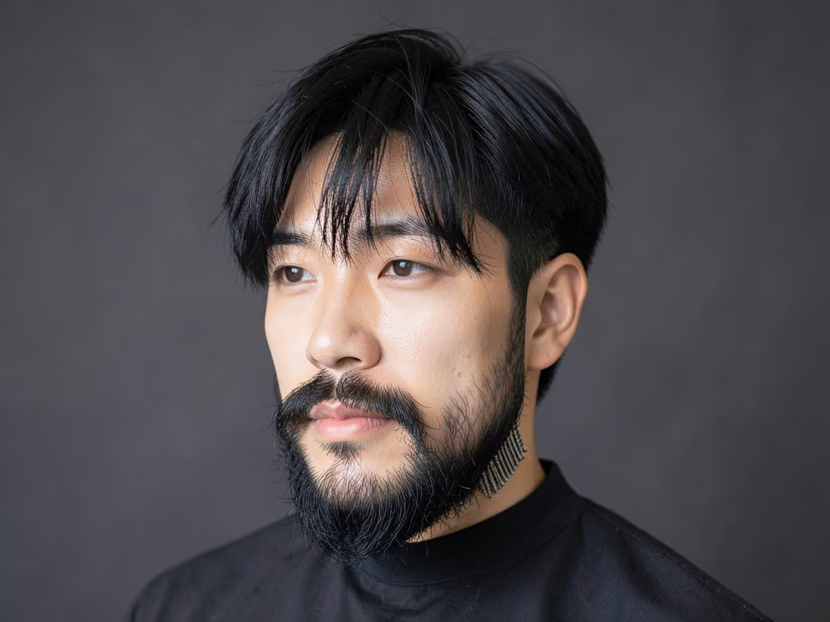 Man with a two block for thick hair