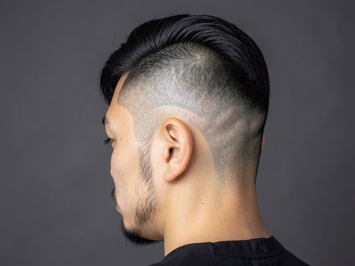 Man with a drop fade for thin hair