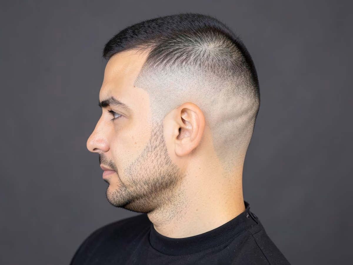Man with a low fade for thin hair