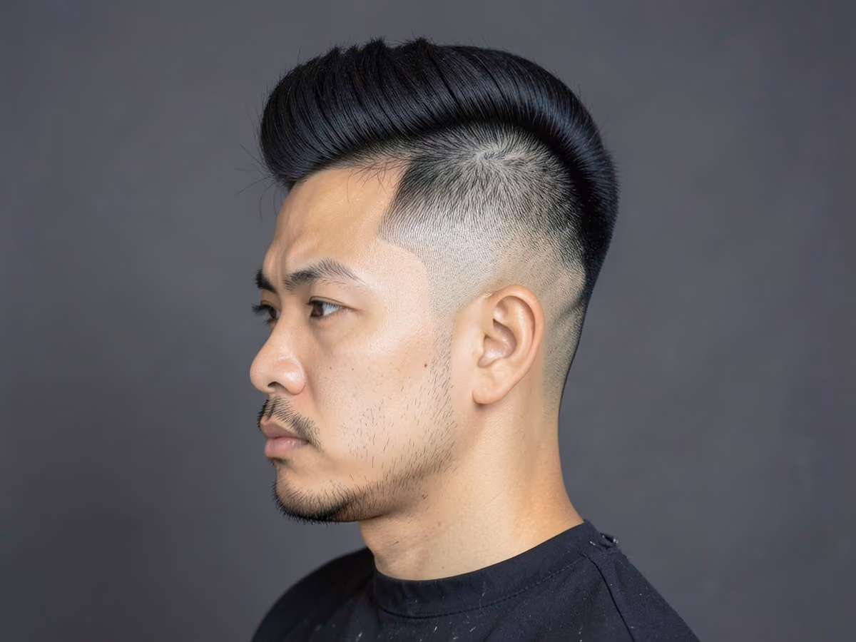 Man with a short pompadour for fine hair