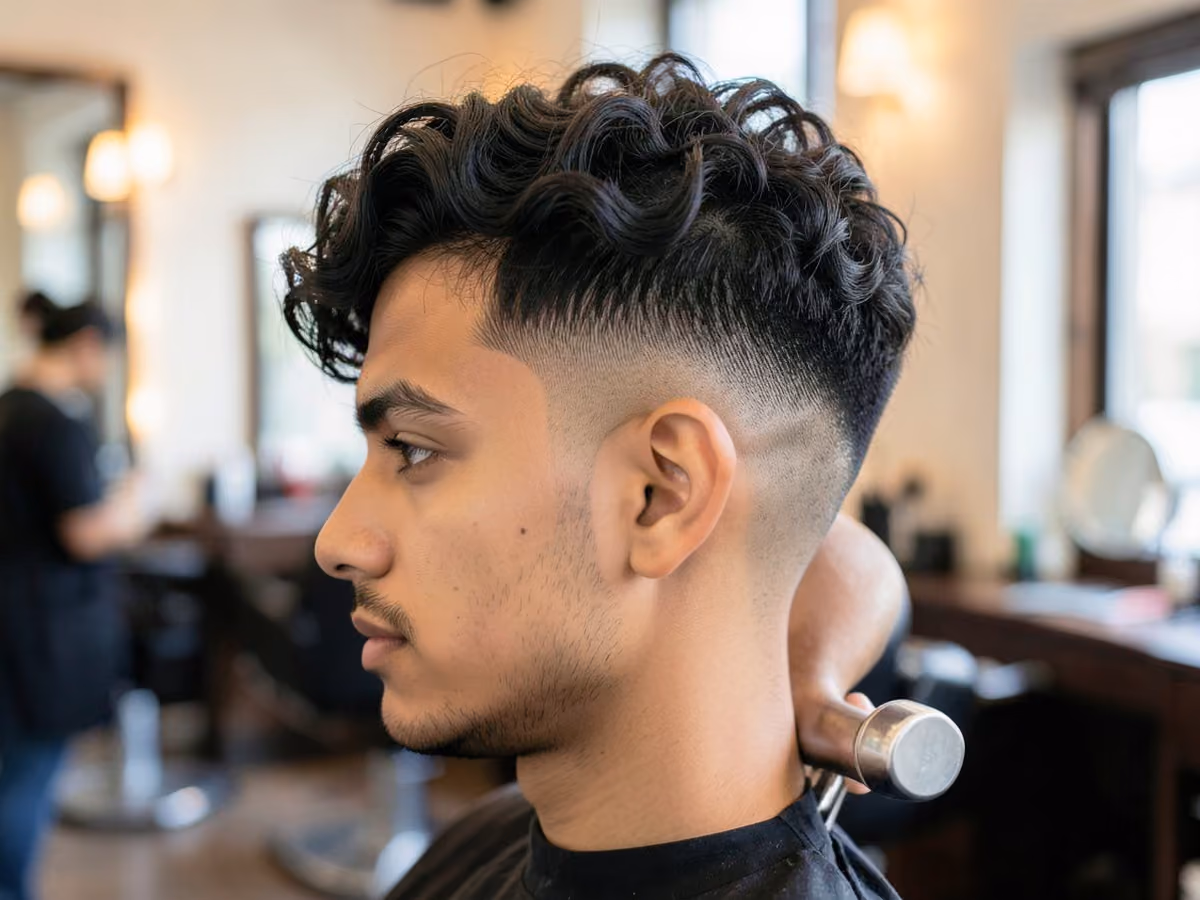 Man with a texture perm for fine hair