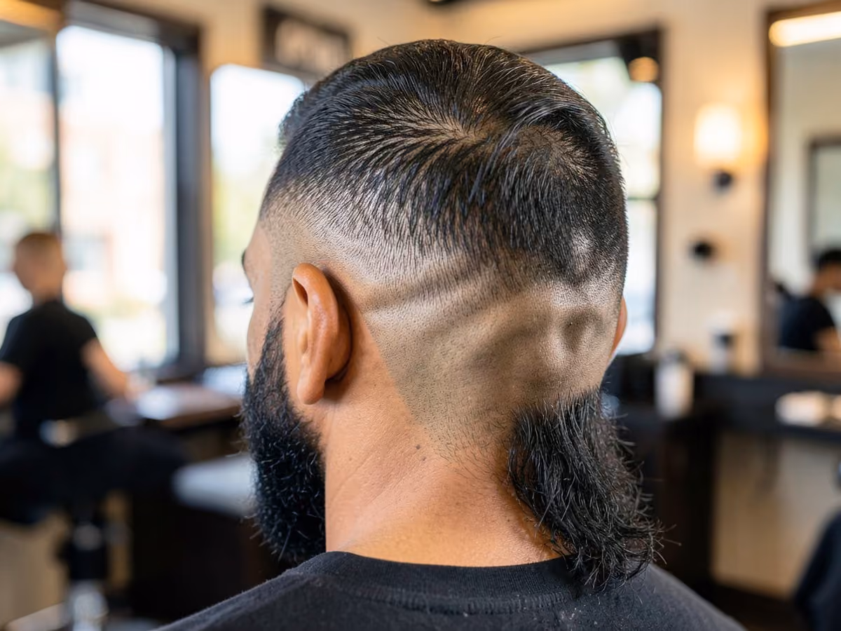Man with a thin hair burst fade