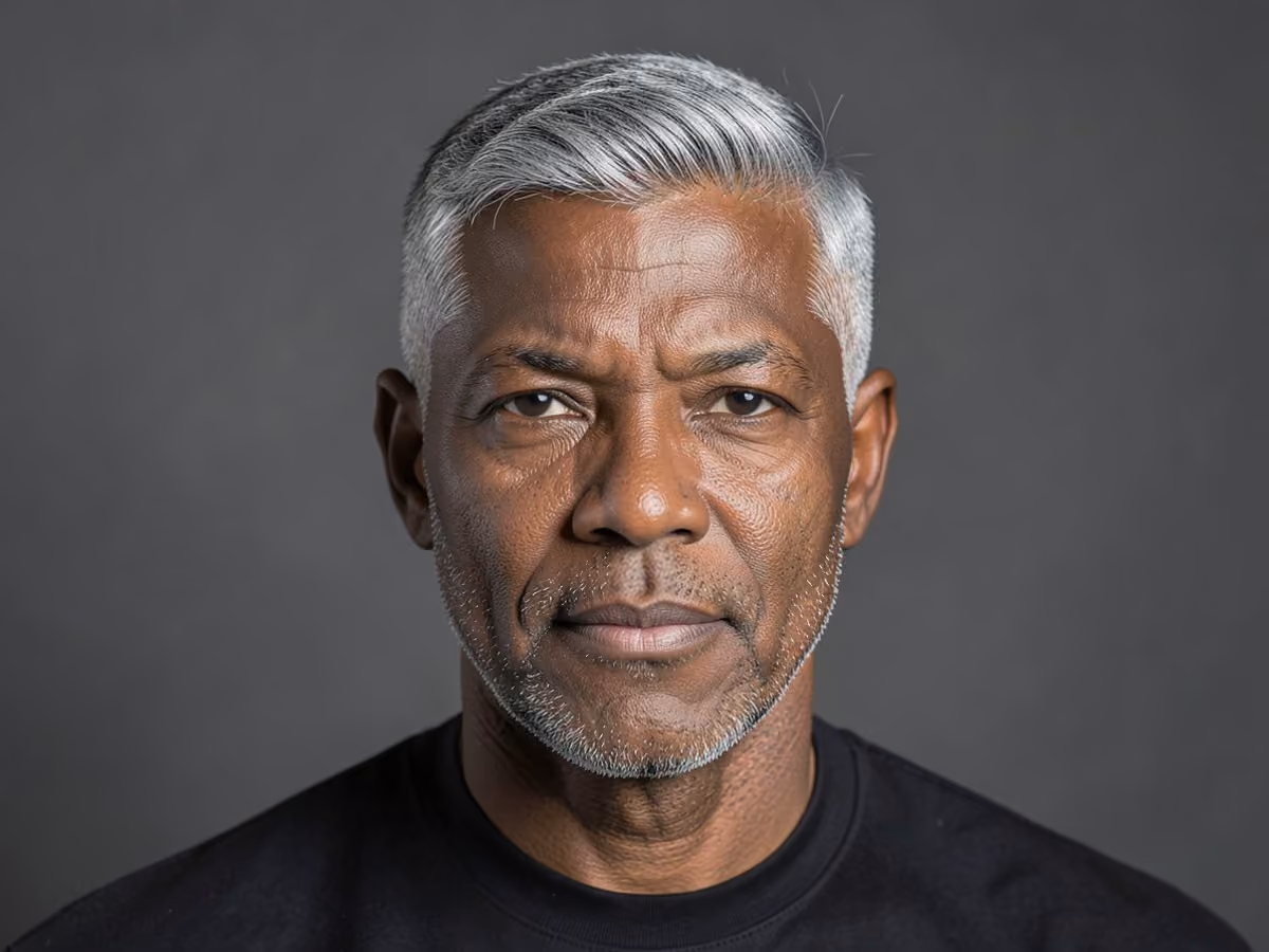 Man with a thin hair business cut
