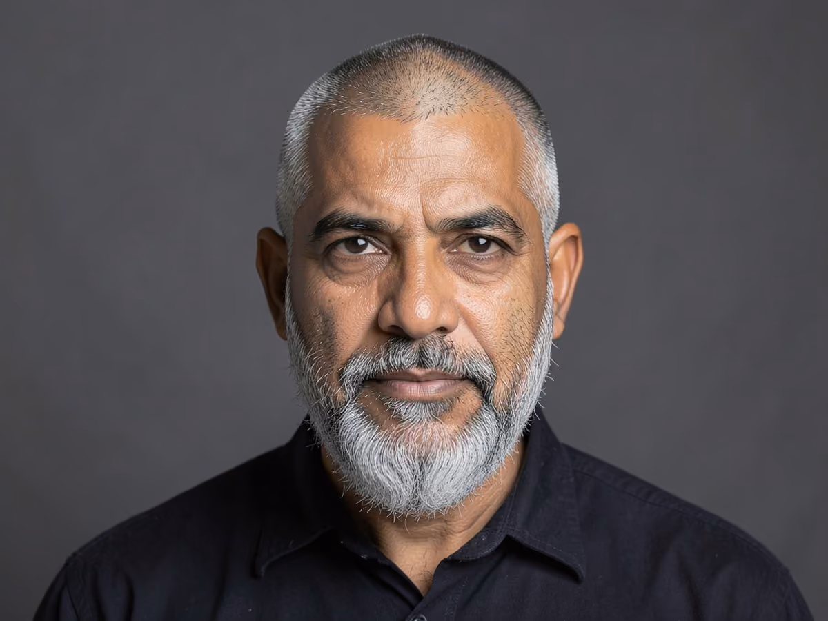 Man with a thin hair buzz cut
