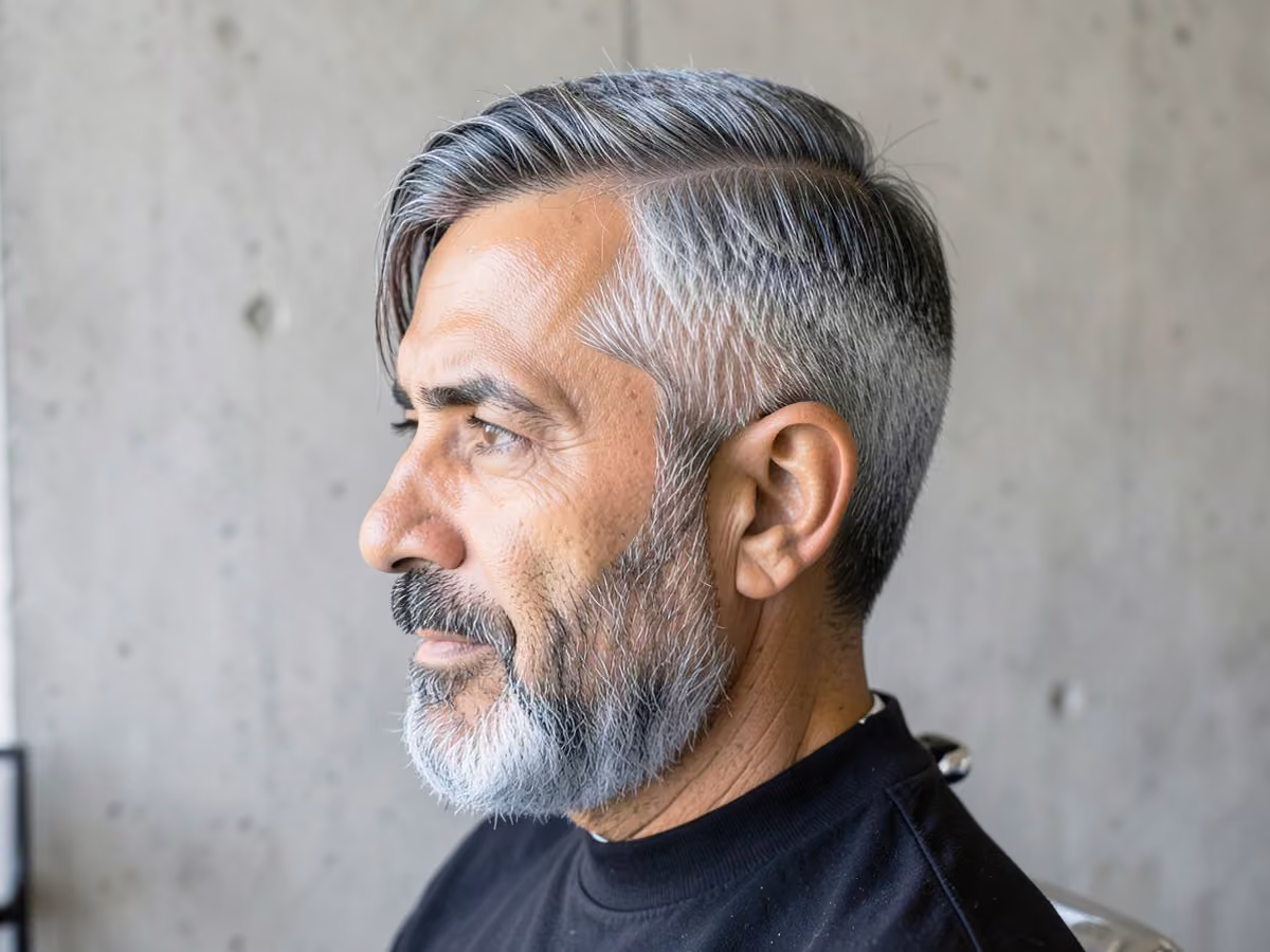 Man with a thin hair curtains