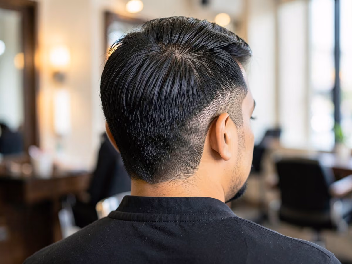 Man with a thin hair mullet