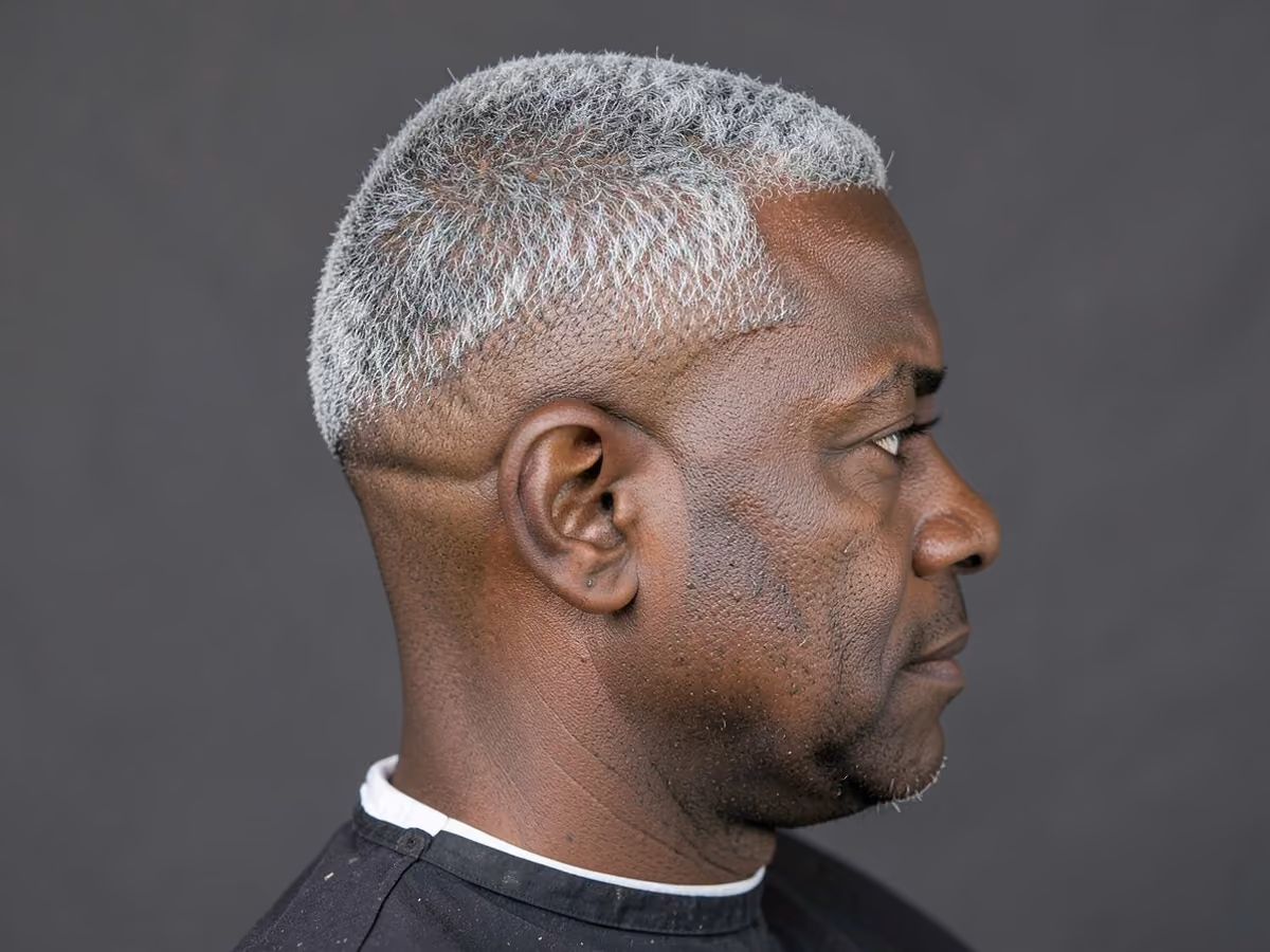 Man with a thin hair round face cut