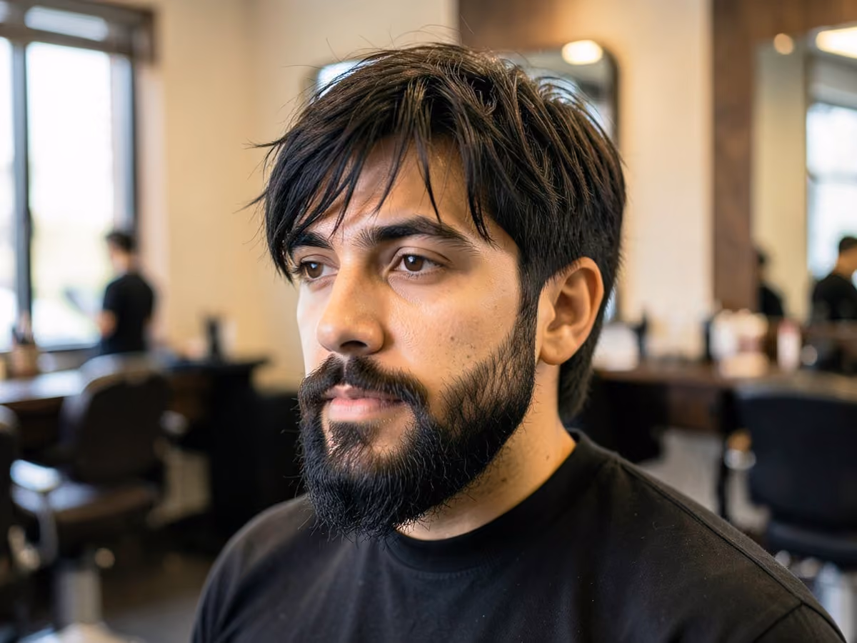 Man with a thin hair shag
