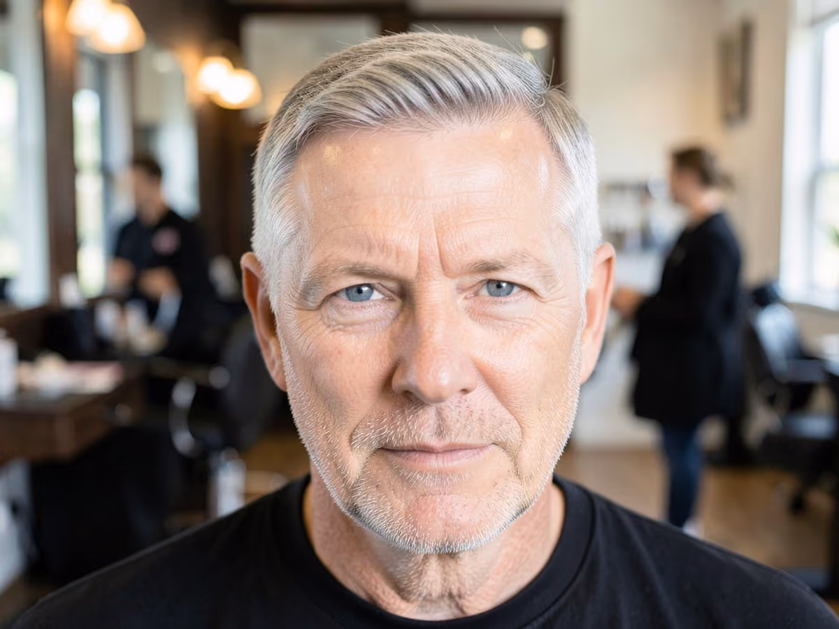Man with a thin hair temple fade