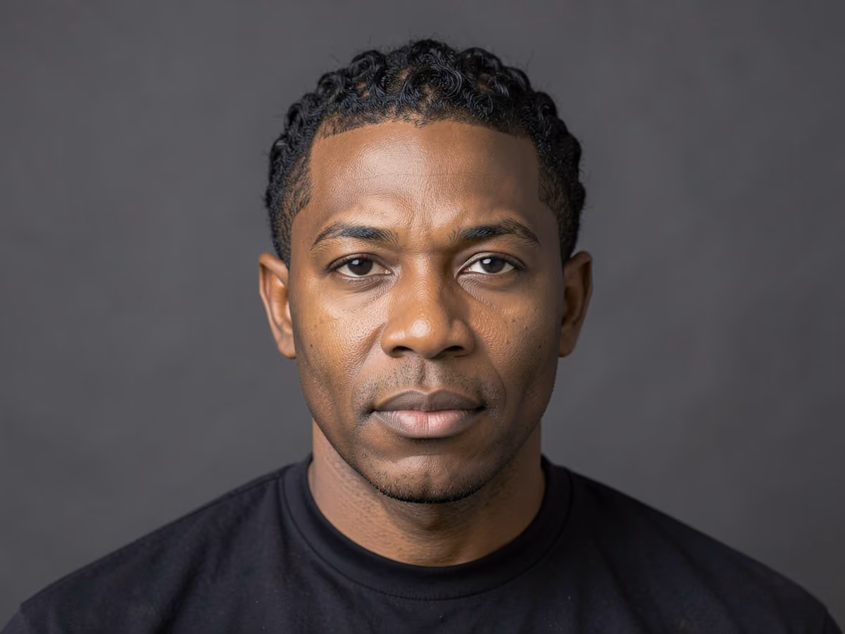 Man with a thin hair waves