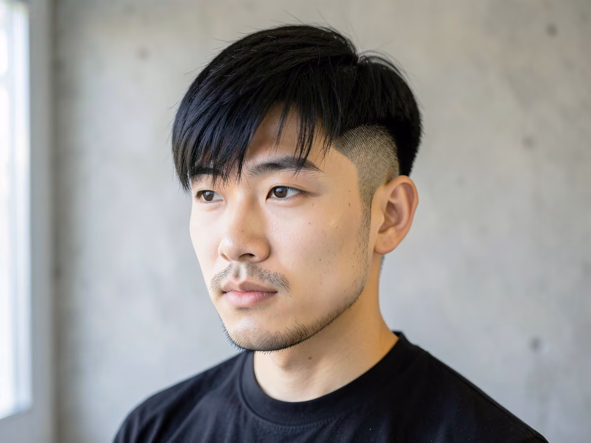 Man with a two block for thin hair