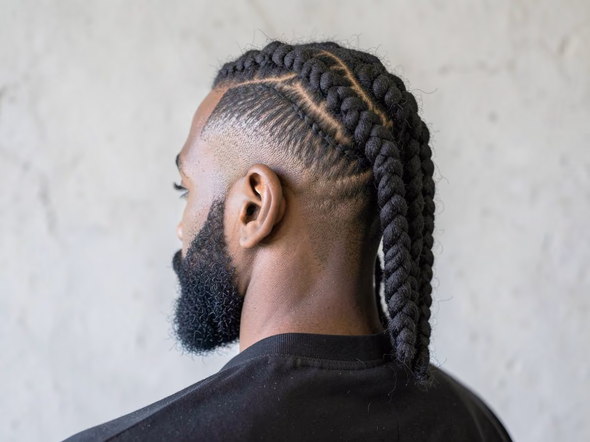 Man with a barrel twists with taper haircut