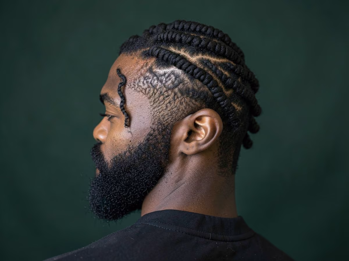 Man with a single strand twists haircut
