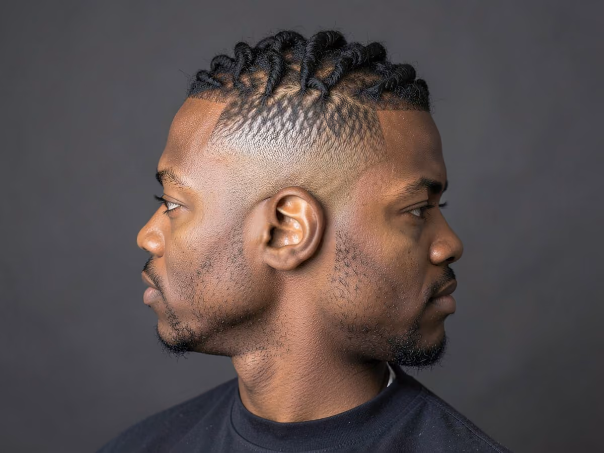 Man with a twists with bald fade