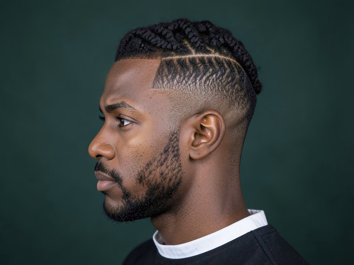 Man with a twists with high taper haircut