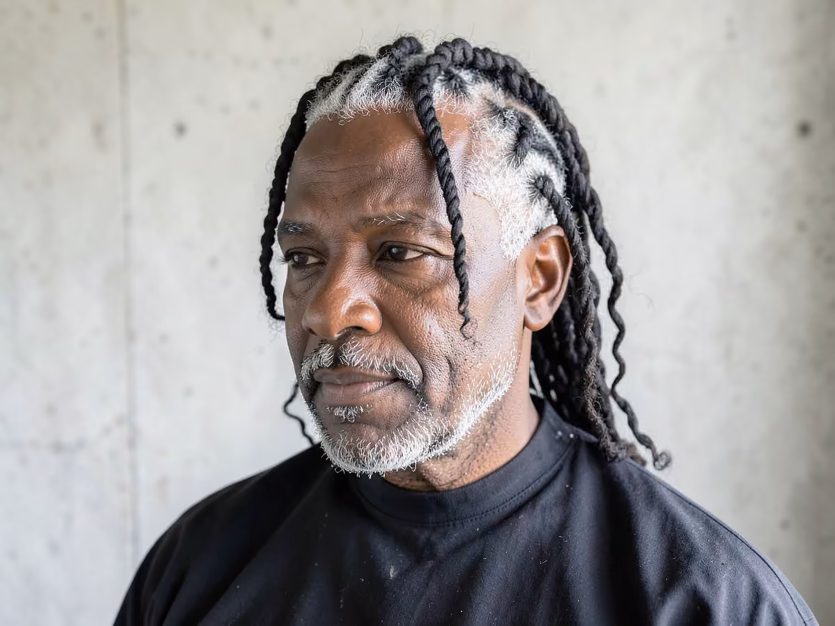 Man with a two-strand twist out haircut