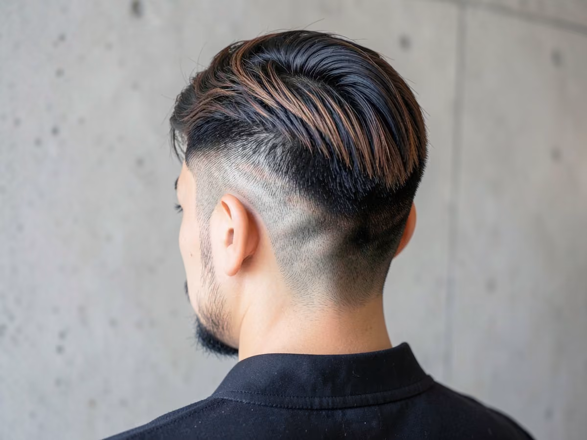 Man with a highlighted two block haircut