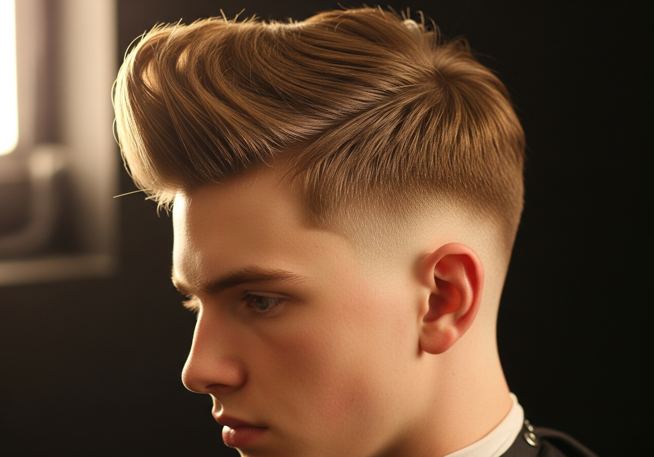 Men's Classic Quiff Undercut 2026 - Forward voluminous quiff with sharp #0 undercut sides