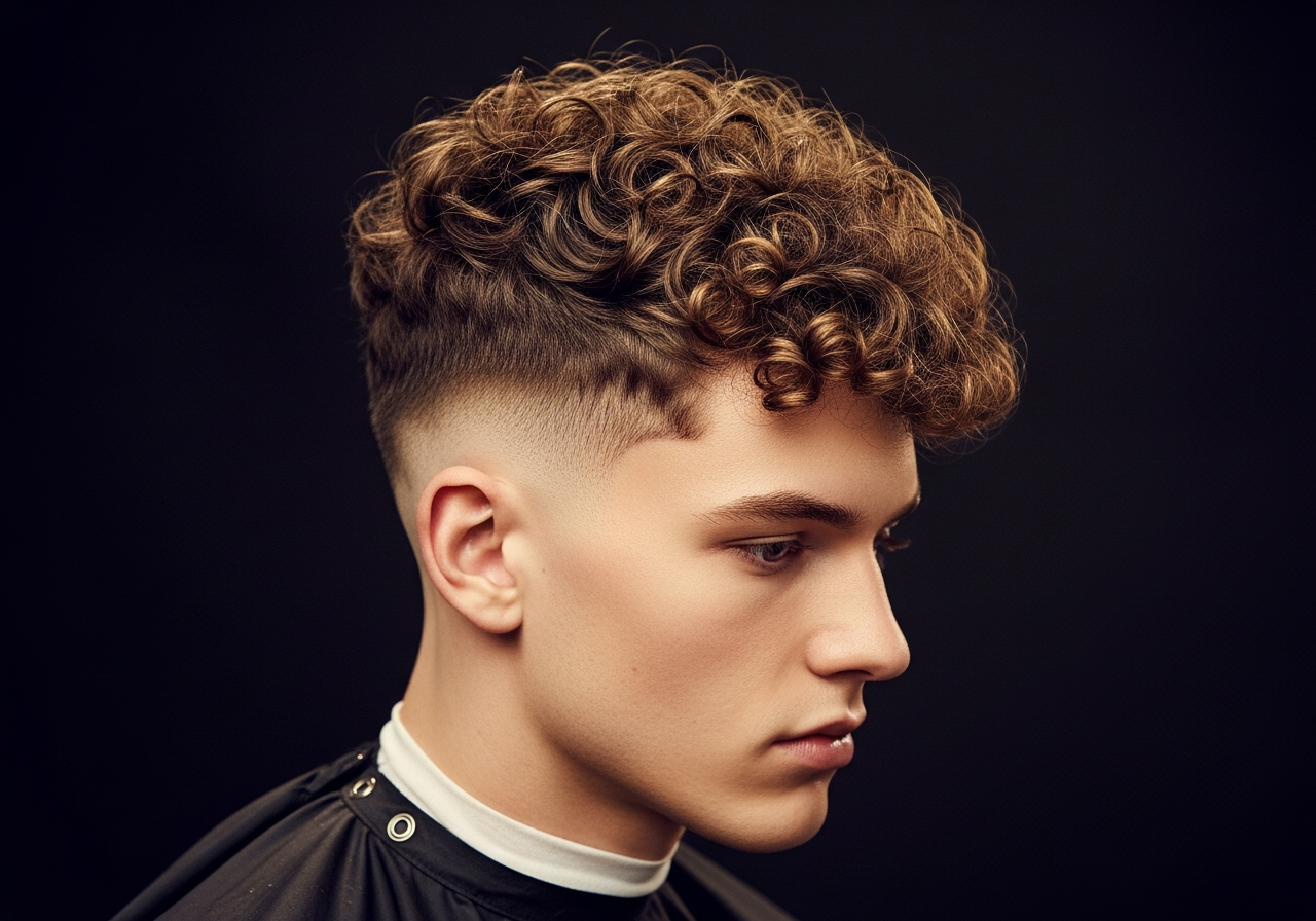 Men's Curly Undercut Hairstyle 2026 - Natural curls on top with shaved sides for 3A-4C hair types