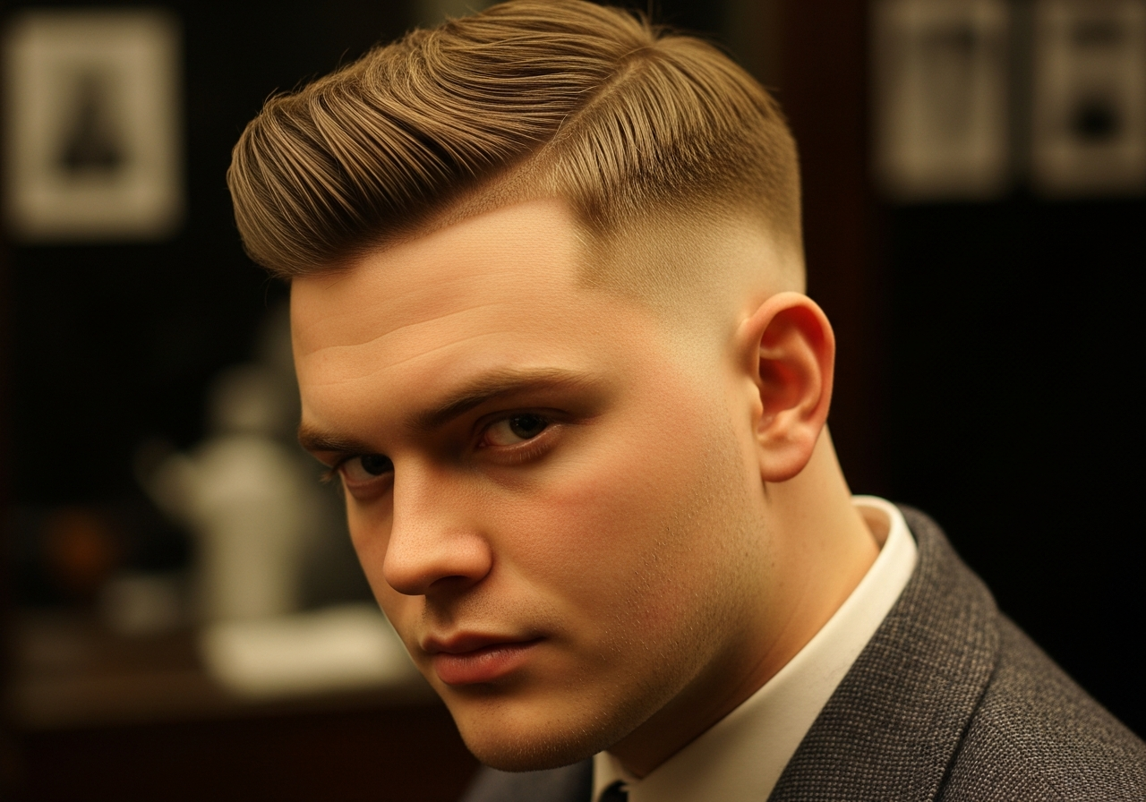 Men's Drop Fade Undercut 2026 - Curved drop fade with undercut contrast for round faces