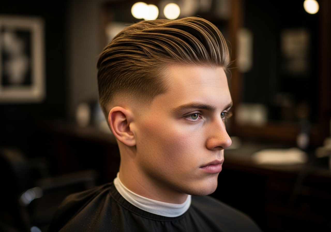 Men's Long Slicked-Back Undercut Hairstyle 2026 - Extended flowing top with low taper sides for heart and oblong faces