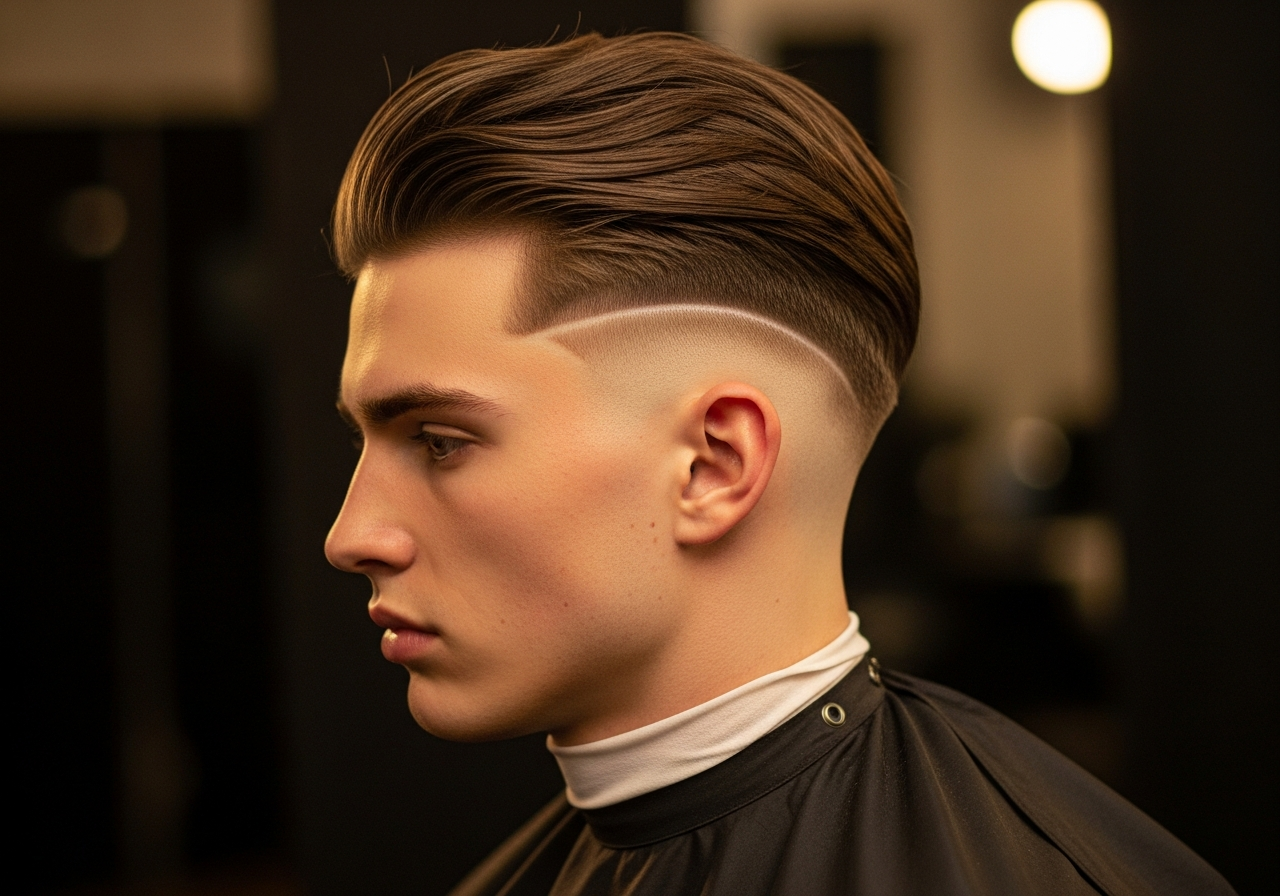 Men's Low Undercut Fade Hairstyle 2026 - Longer top with soft low taper fade sides, great transition style