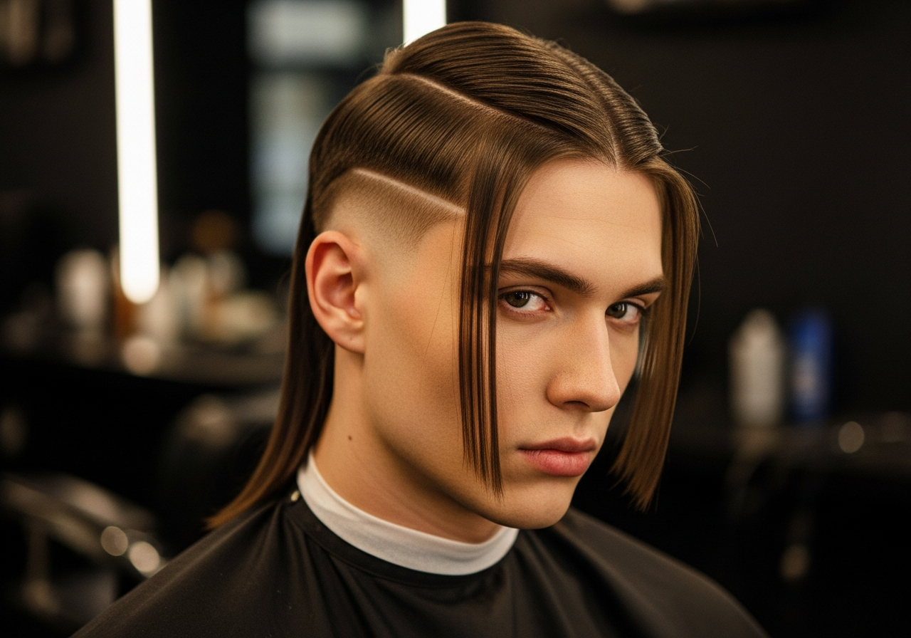 Men's Middle Part Undercut Hairstyle 2026 - Clean center part with sharp undercut sides for modern look