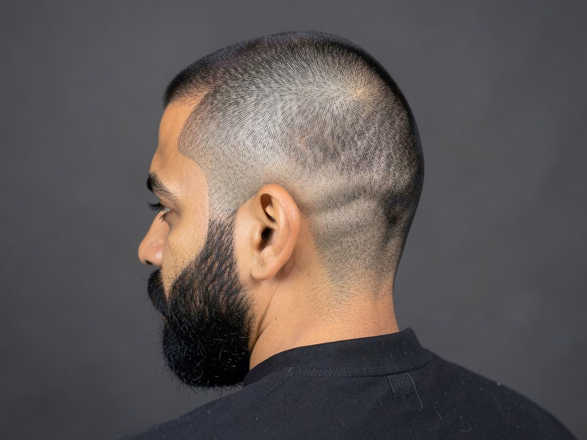 Man with a buzz cut undercut