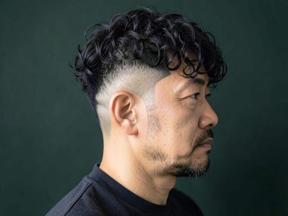 Man with a curly fringe undercut