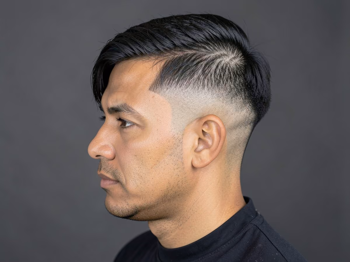 Man with a disconnected undercut fade
