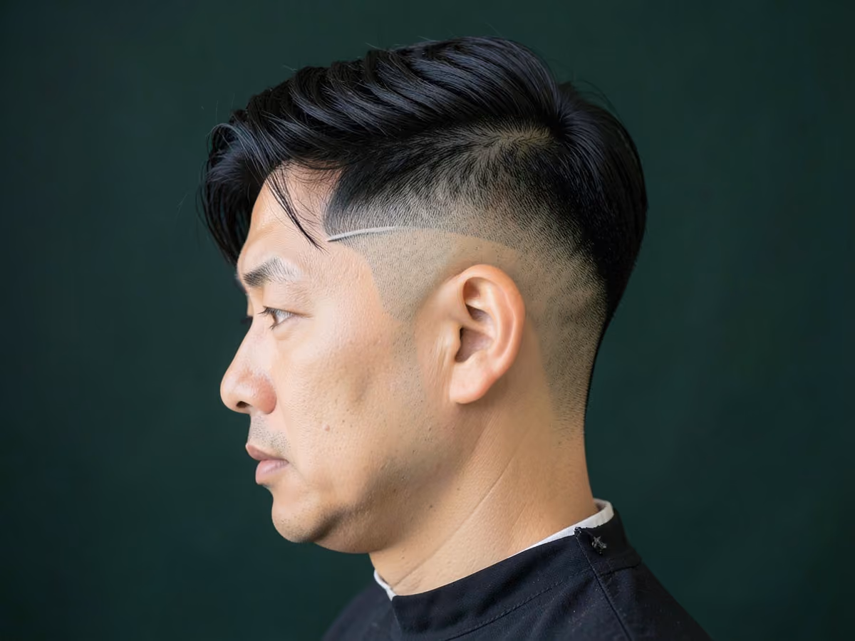 Man with a hard part undercut
