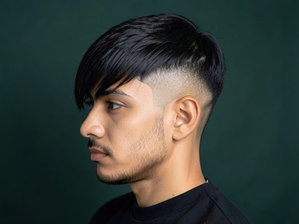Man with a side fringe undercut