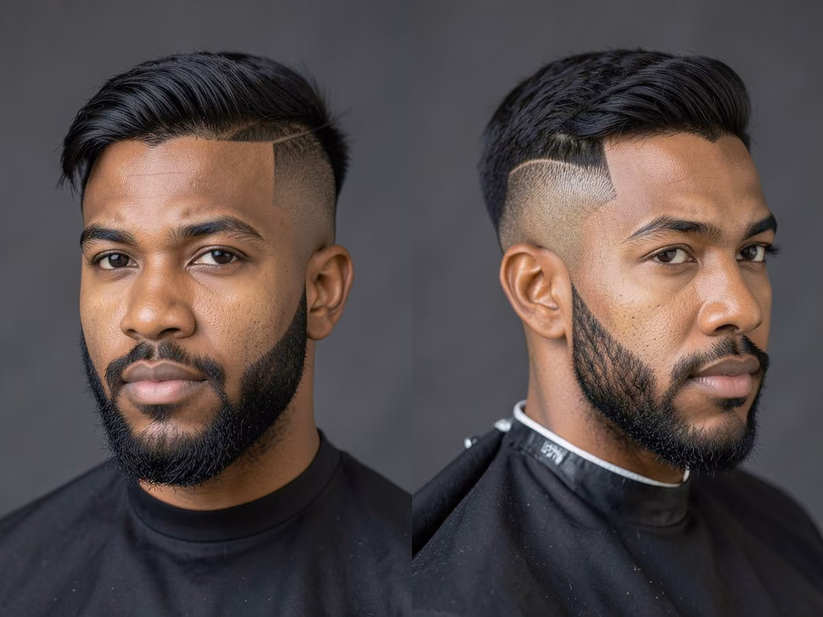 Man with an undercut with boxed beard
