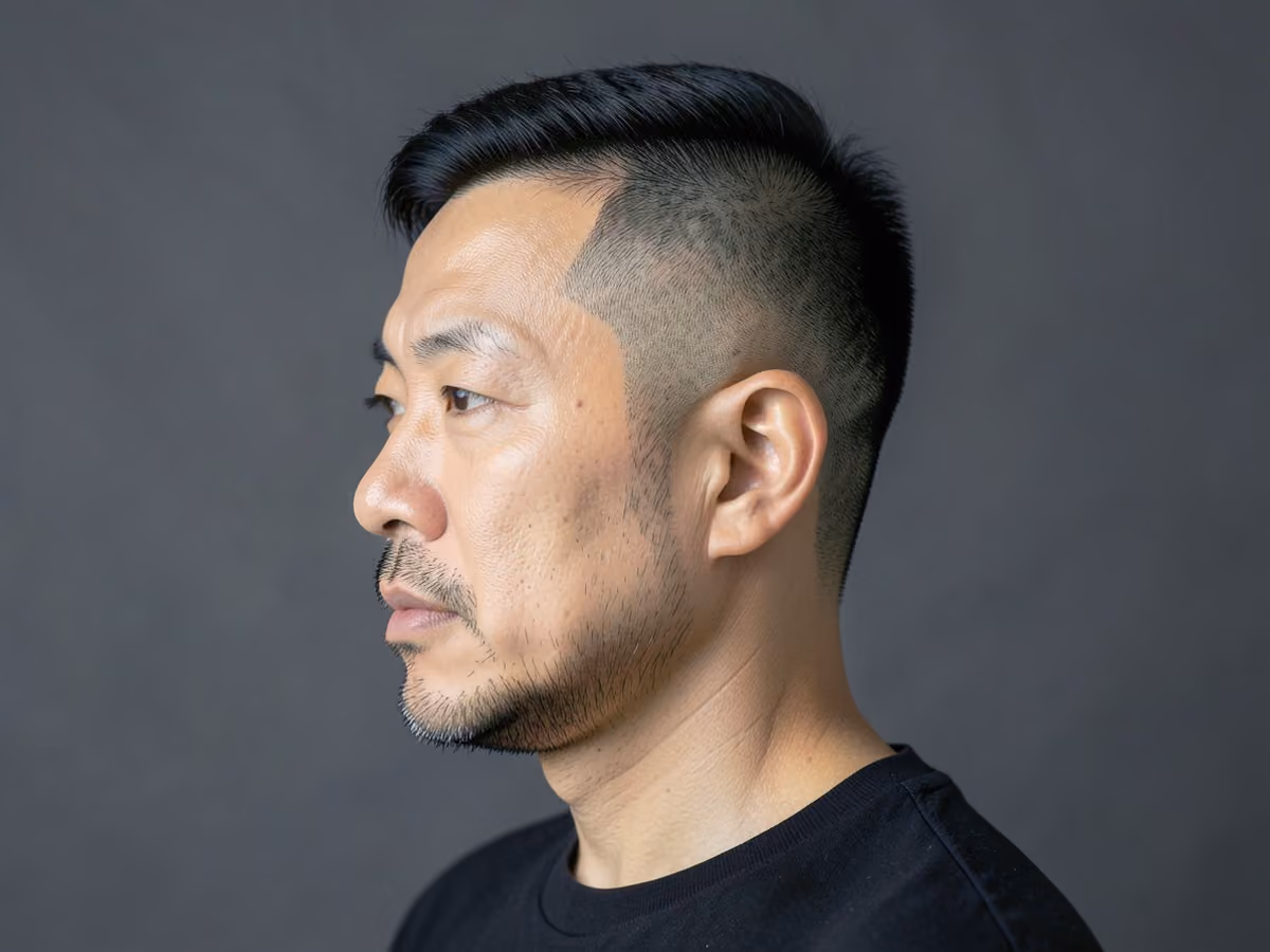 Man with an undercut with low taper