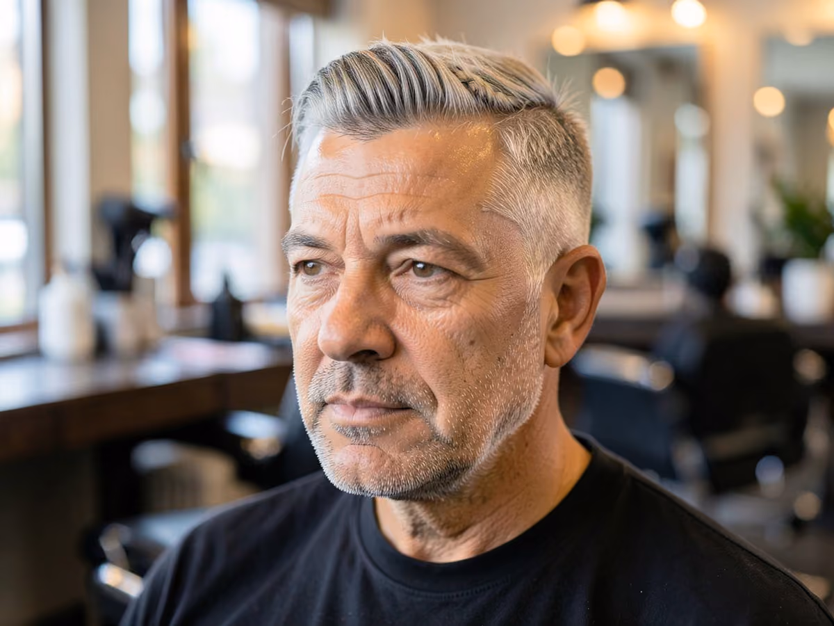 Man with a short viking haircut