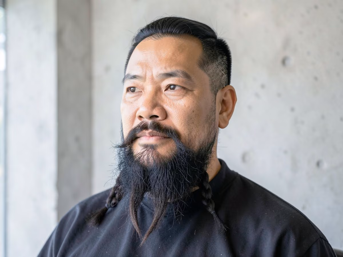Man with a viking forked beard haircut