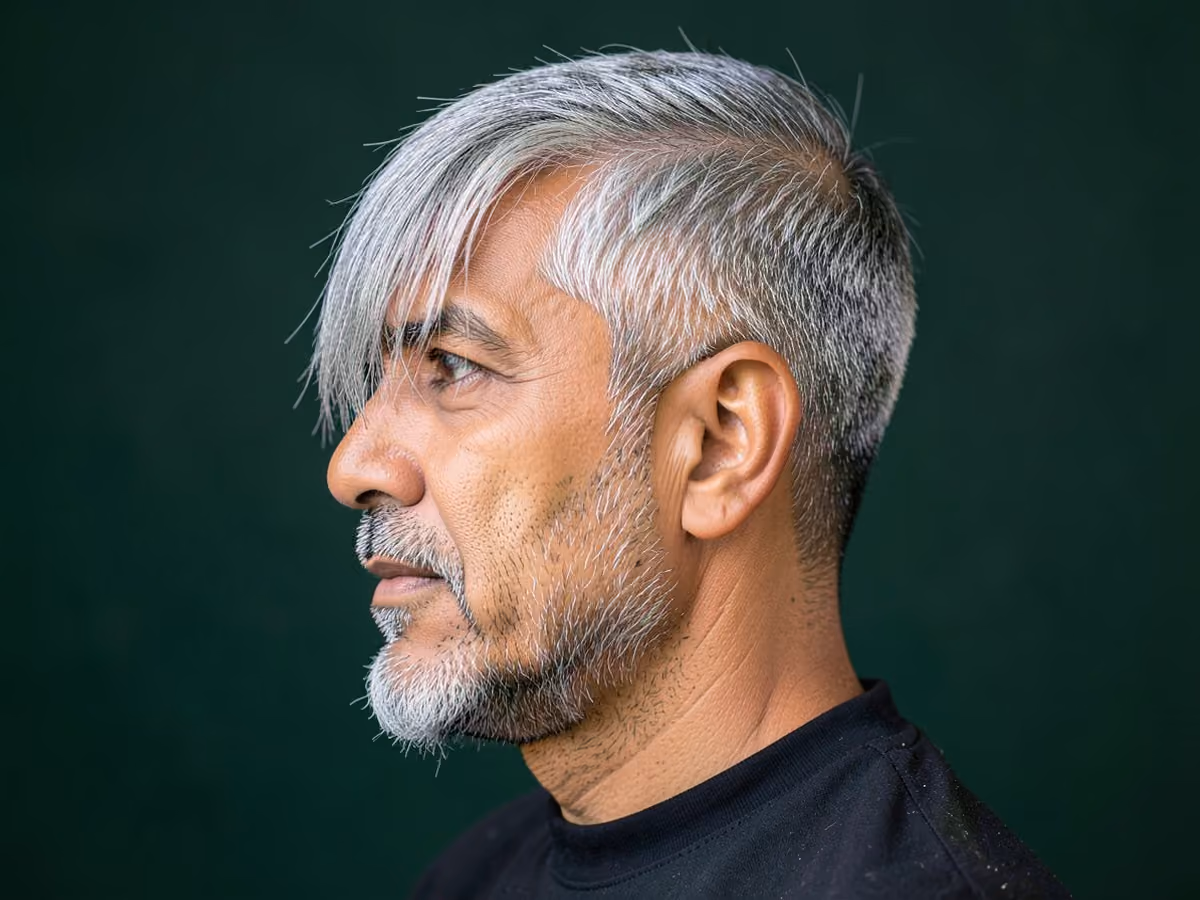 Man with a viking fringe cut