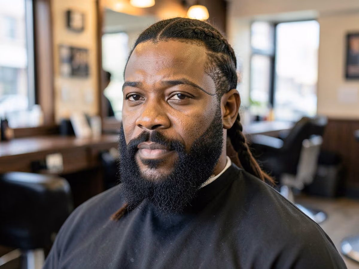Man with a viking half-up hairstyle