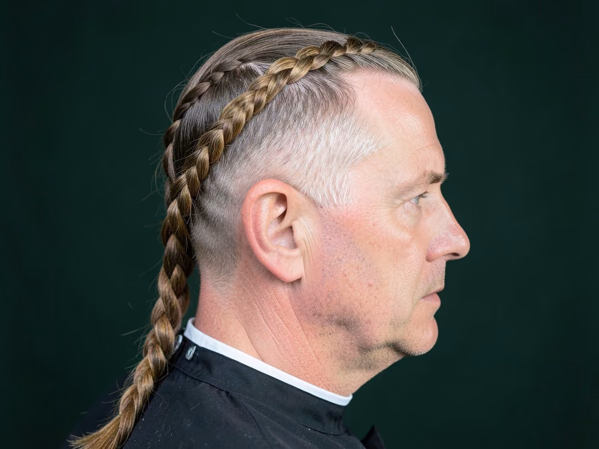 Man with a viking rope braid haircut
