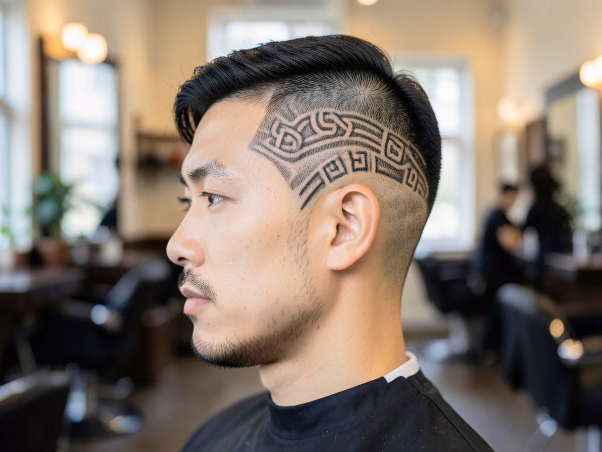 Man with a viking shaved sides with design haircut