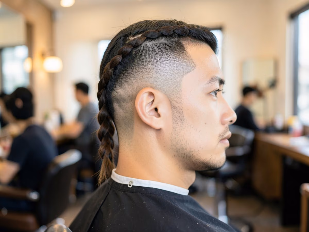 Man with a viking skin fade braid