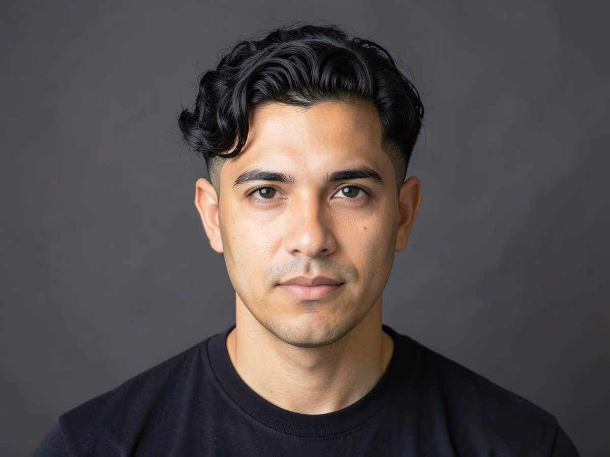 Man with a wavy mid fade