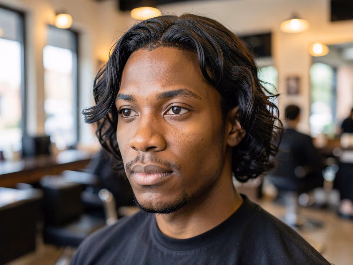 Man with a wavy middle part