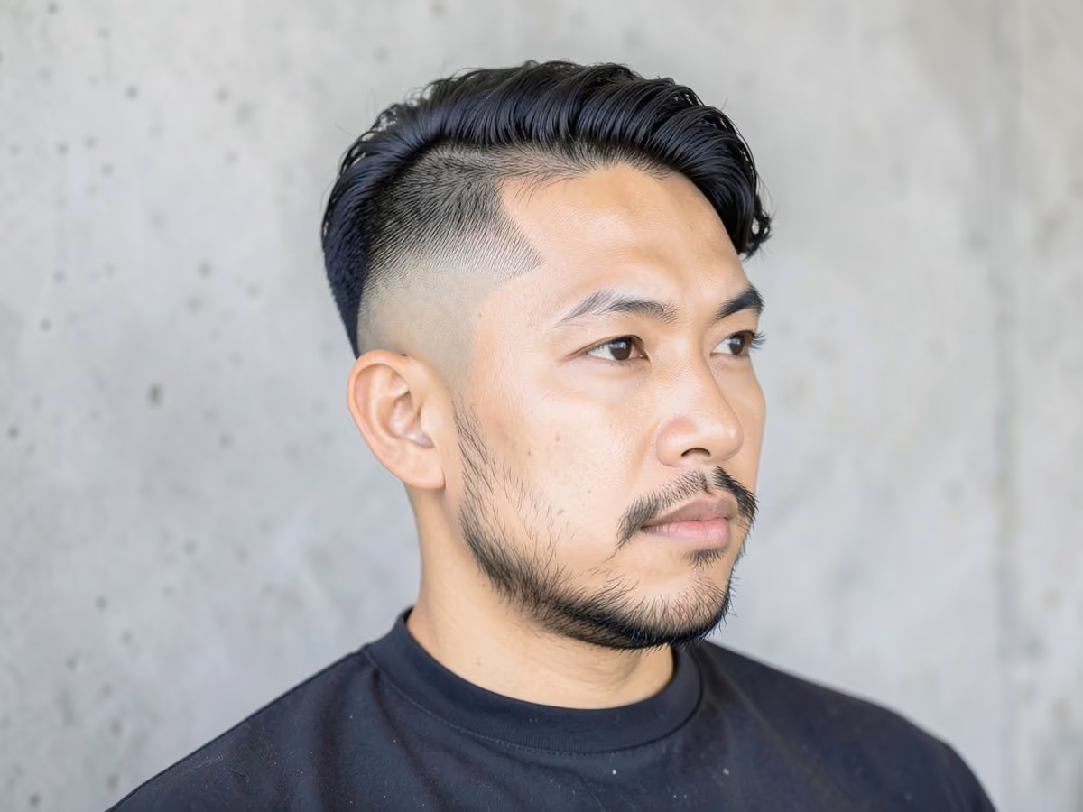 Man with a wavy taper fade