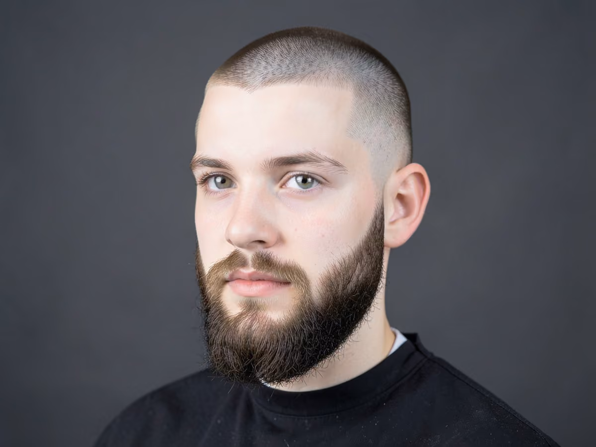 Boy with a buzz fade with full beard